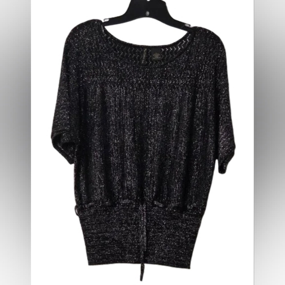 Nue Options Petite Black and Silver Knit Top Size MP